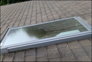 Dirty window before professional cleaning in New Paltz, Hudson Valley, NY by Dowell Property Services