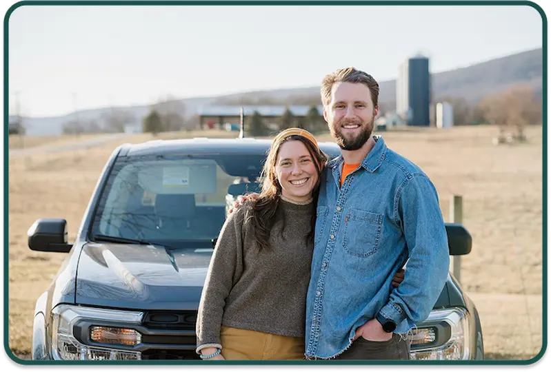 Owners of Dowell Property Services standing in front of a company truck. Window washers near me in New Paltz, Hudson Valley, NY