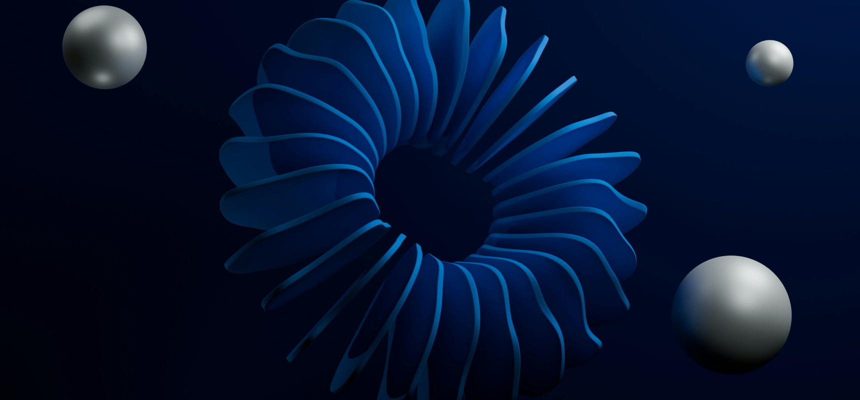 Abstract blue spiral graphic for venture-building page.