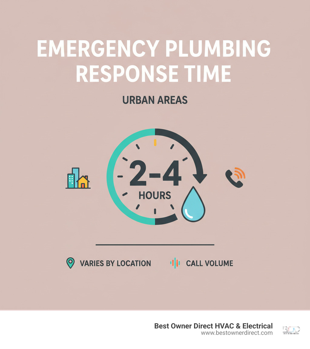Infographic showing the average response time for emergency plumbing services in urban areas is typically 2-4 hours, but can vary based on location and call volume - water heaters 24 hour service in cedar mill portland or infographic 