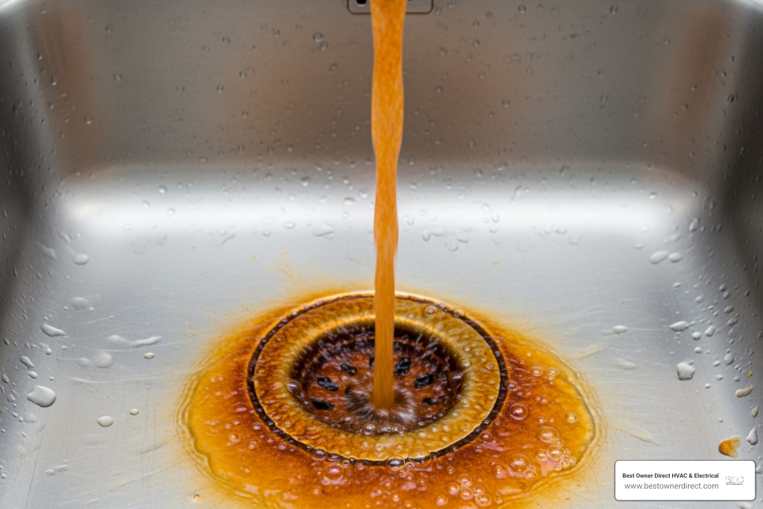 discolored, rusty water coming from a faucet - water heaters 24 hour service in cedar mill portland or