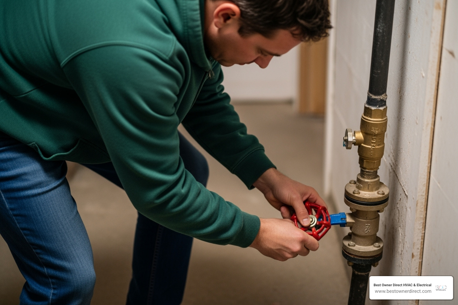 homeowner shutting off the main water valve to their house - water heaters 24 hour service in tigard or
