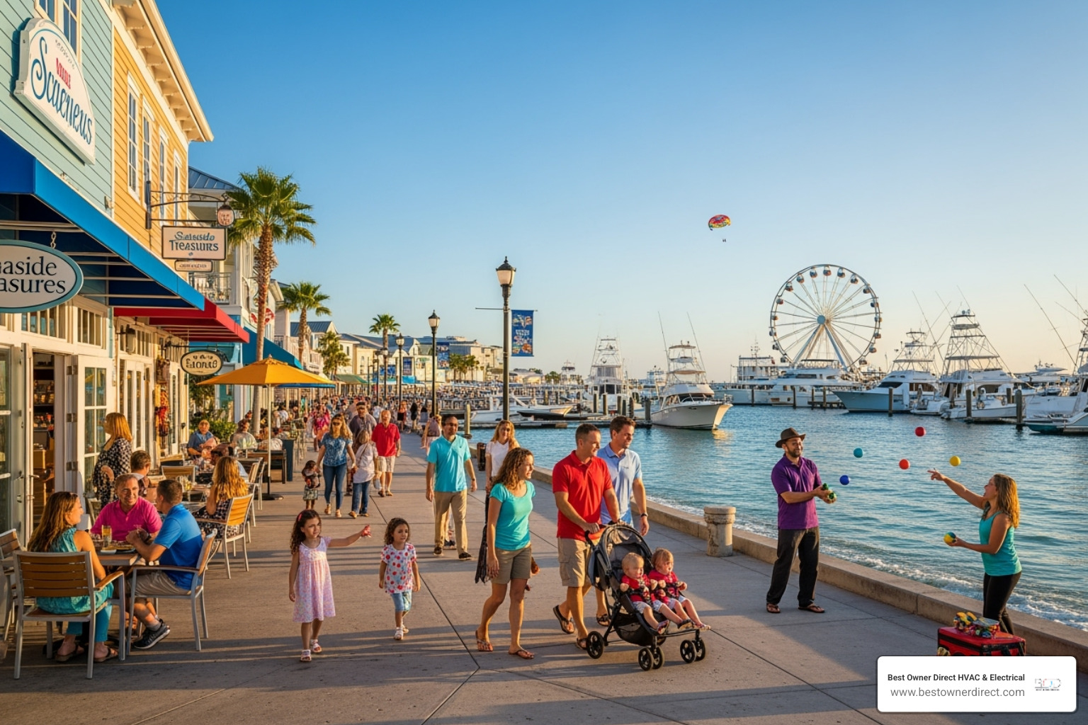 Families enjoying the vibrant atmosphere at HarborWalk Village - vacation rentals destin fl