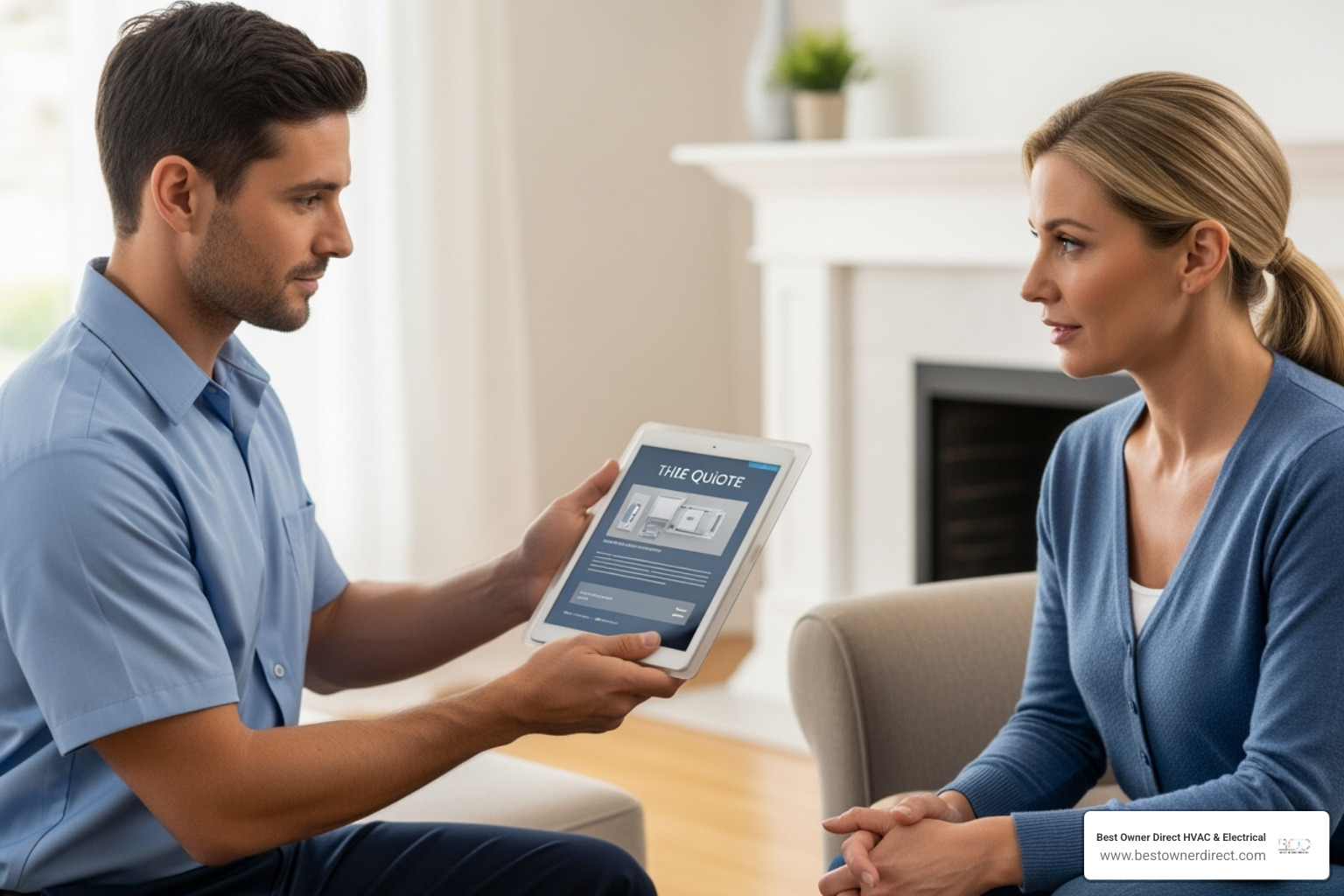 a technician providing a transparent quote to a homeowner on a tablet - water heaters 24 hour service in oswego lake lake oswego or a technician providing a transparent quote to a homeowner on a tablet - water heaters 24 hour service in oswego lake lake oswego or