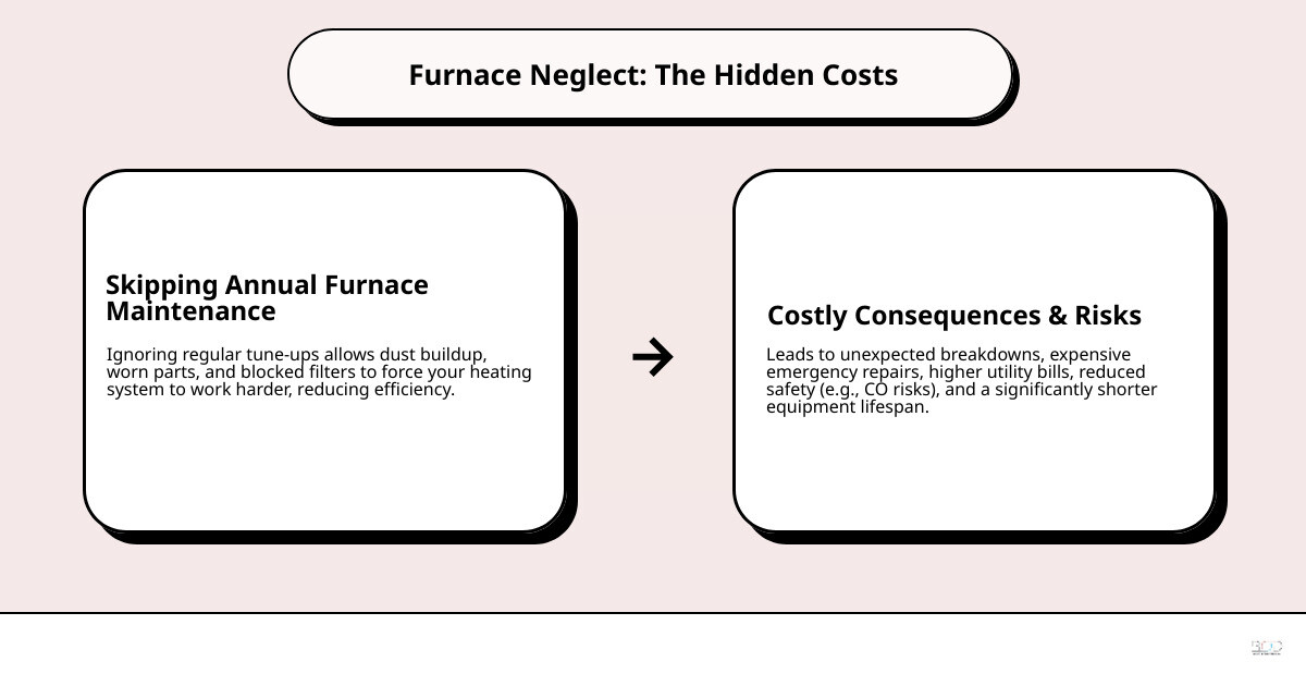 infographic showing the cycle of furnace neglect leading to breakdowns versus regular maintenance leading to safety, efficiency, and long-term savings - residential furnace maintenance lake oswego or infographic cause_effect_text infographic showing the cycle of furnace neglect leading to breakdowns versus regular maintenance leading to safety, efficiency, and long-term savings - residential furnace maintenance lake oswego or infographic cause_effect_text