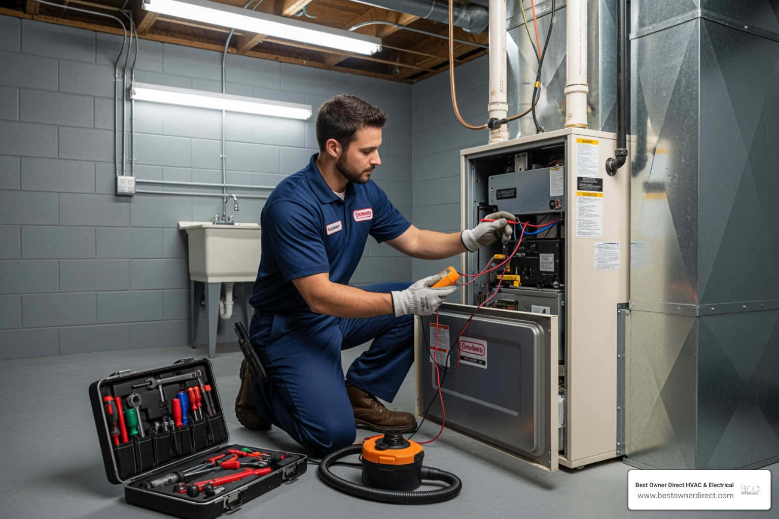 HVAC technician servicing a residential furnace - residential furnace maintenance lake oswego or HVAC technician servicing a residential furnace - residential furnace maintenance lake oswego or