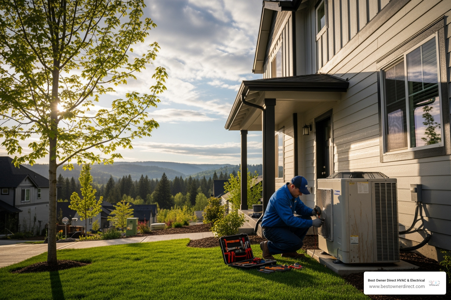 Infographic showing steps to find a qualified heat pump technician in Hillsboro: verify local service area coverage, check for proper licensing and insurance, read customer reviews and testimonials, confirm NATE certification, ask about brand-specific experience, and inquire about emergency availability - "I need a technician for fixing heat pump issues near Hillsboro."