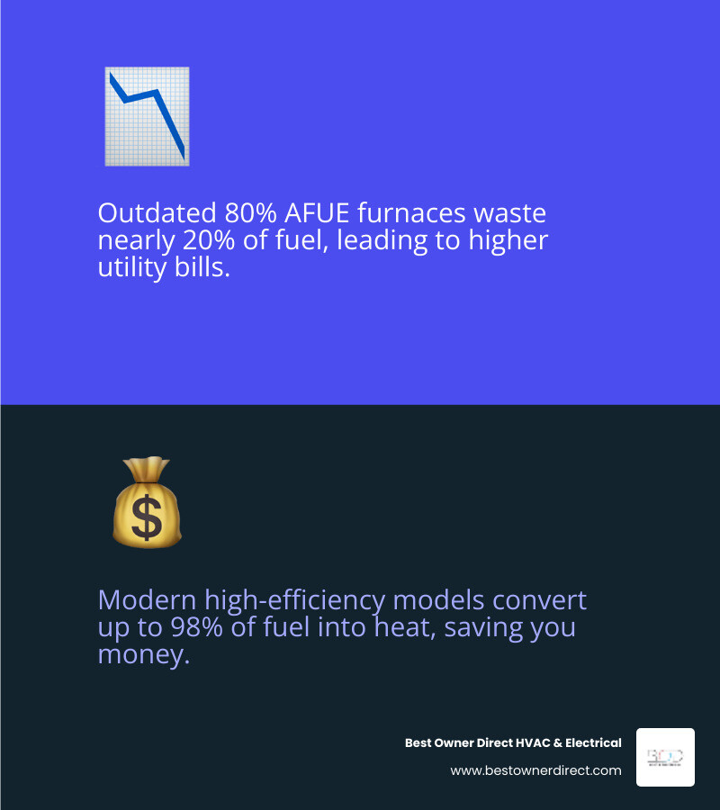 Infographic explaining the key benefits of a modern, high-efficiency furnace - furnace installation in hillsboro or infographic 2_facts_emoji_blue