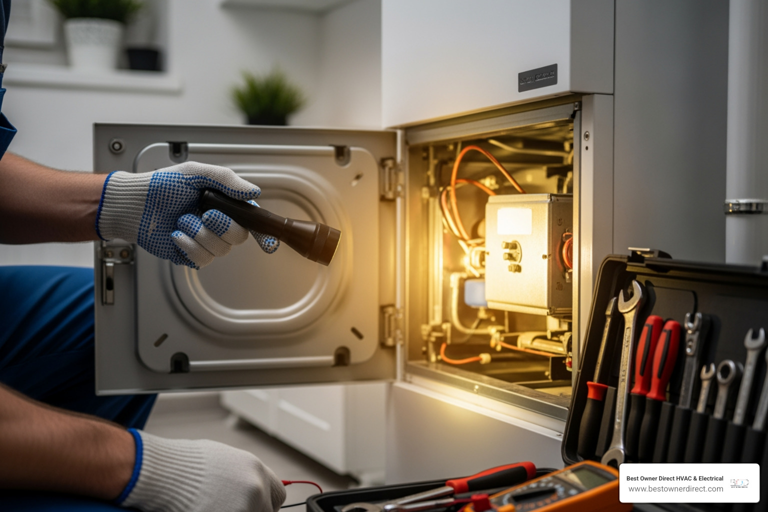 Infographic explaining the 5 key benefits of annual furnace maintenance: enhanced safety through carbon monoxide prevention, improved energy efficiency leading to lower utility bills, extended furnace lifespan by preventing major component failures, fewer unexpected breakdowns during cold weather, and better indoor air quality by reducing dust and allergens - best furnace maintenance in cornelius, or