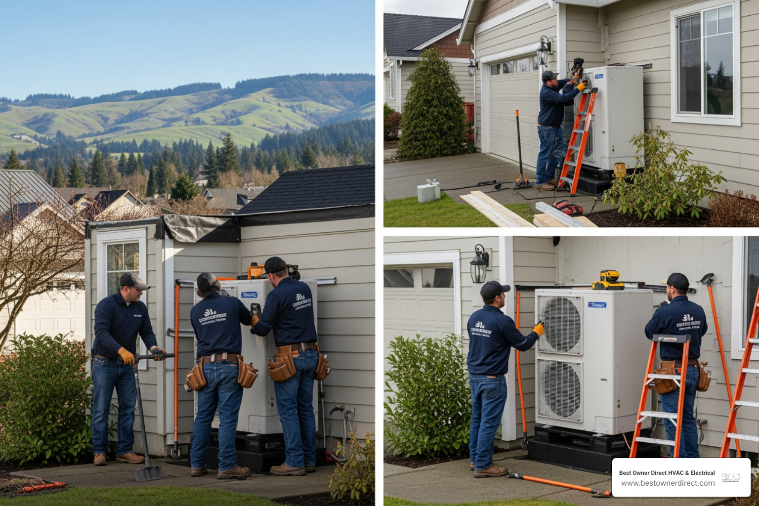 modern heat pump unit outside hillsboro home - home heat pump installation in hillsboro, or