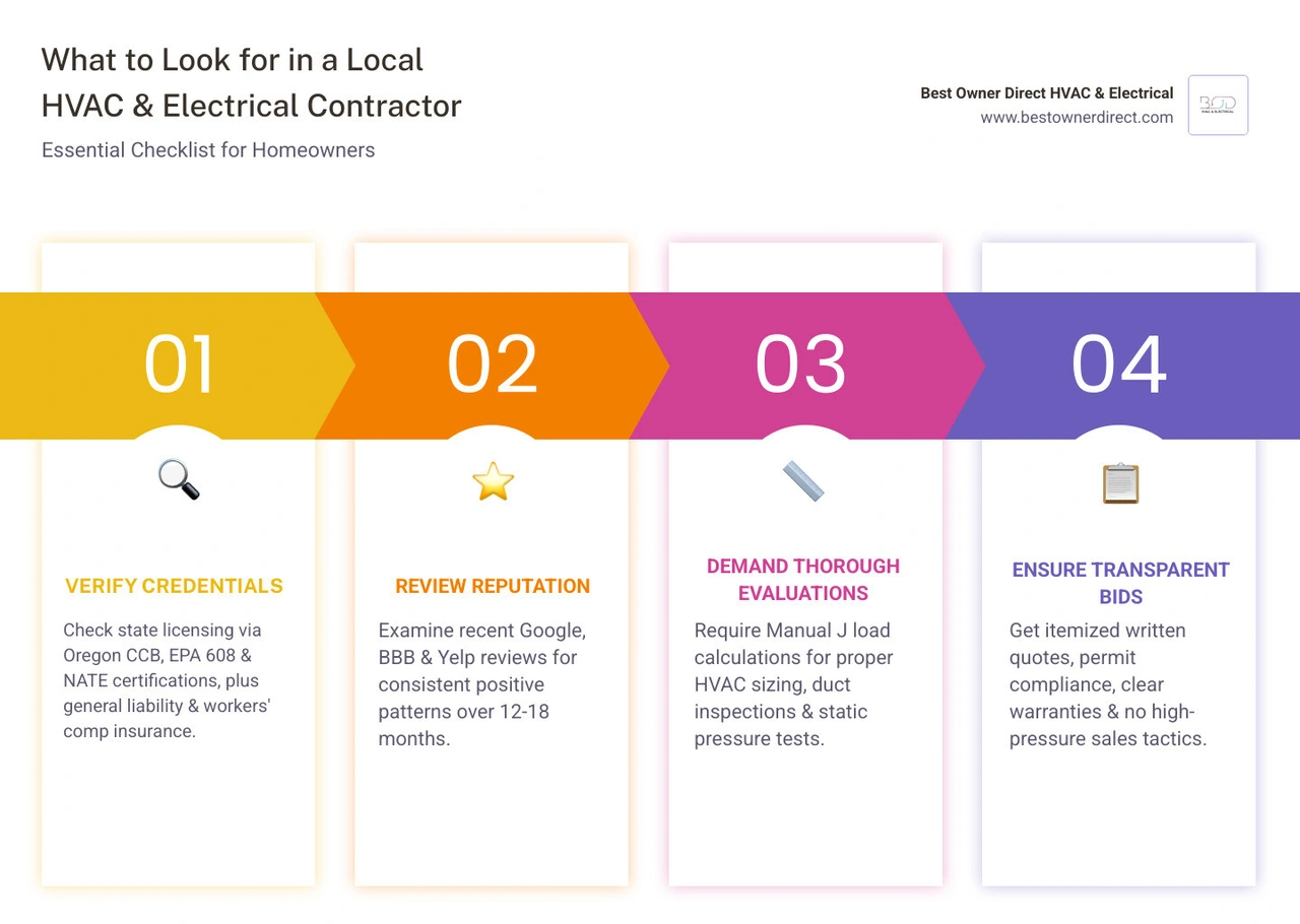 Infographic: 10-step checklist for vetting a local HVAC and electrical contractor in Oregon - what to look for in a local