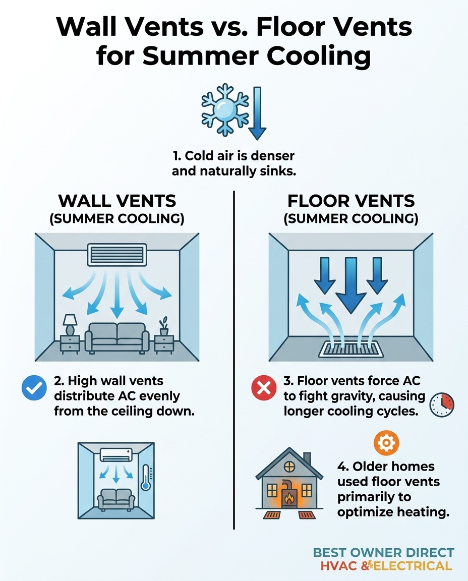 Wall Vents vs. Floor Vents for Summer Cooling
