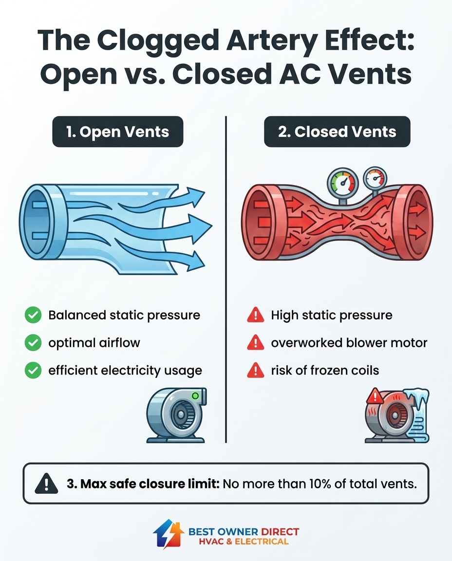 The Clogged Artery Effect: Open vs. Closed AC Vents