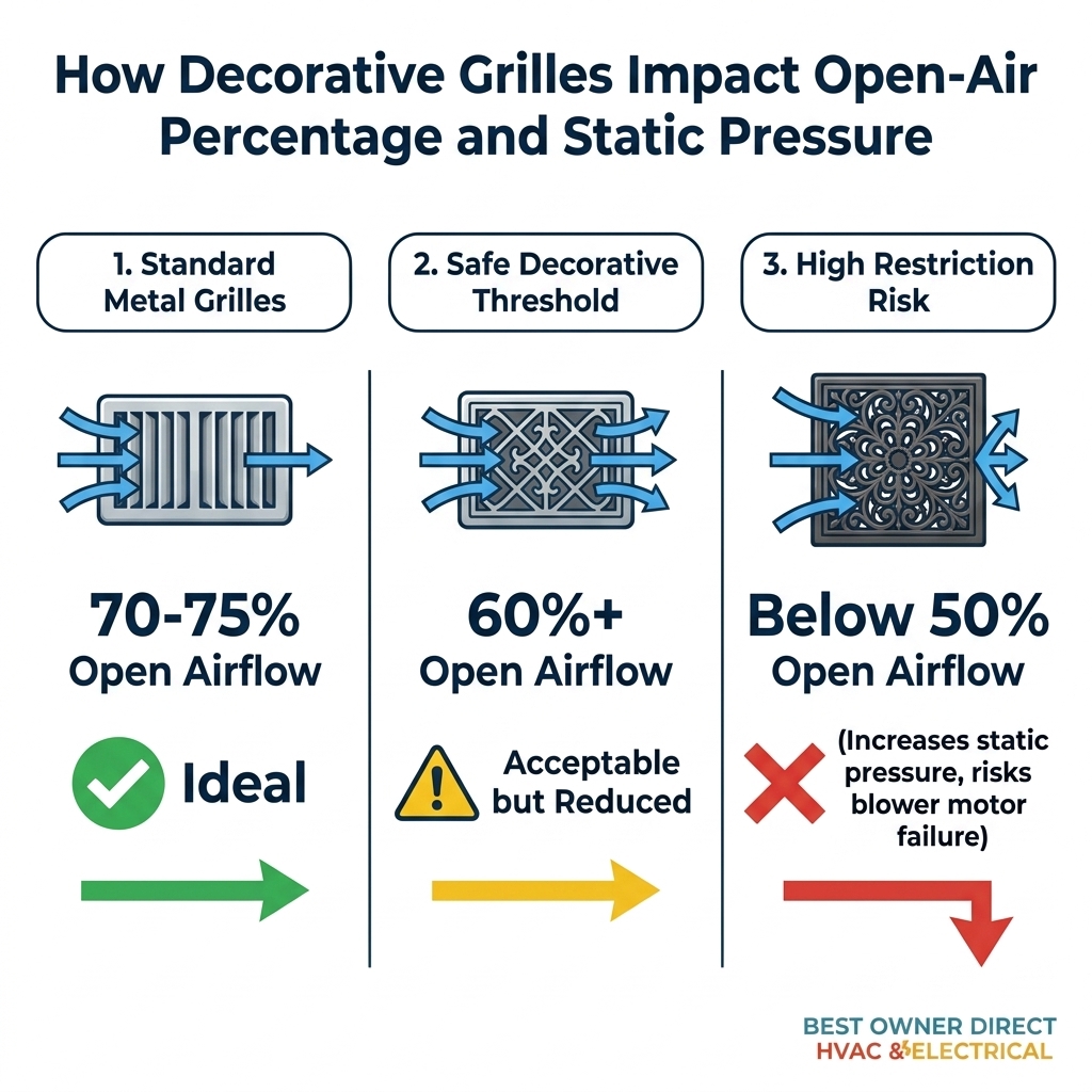 How Decorative Grilles Impact Open-Air Percentage and Static Pressure