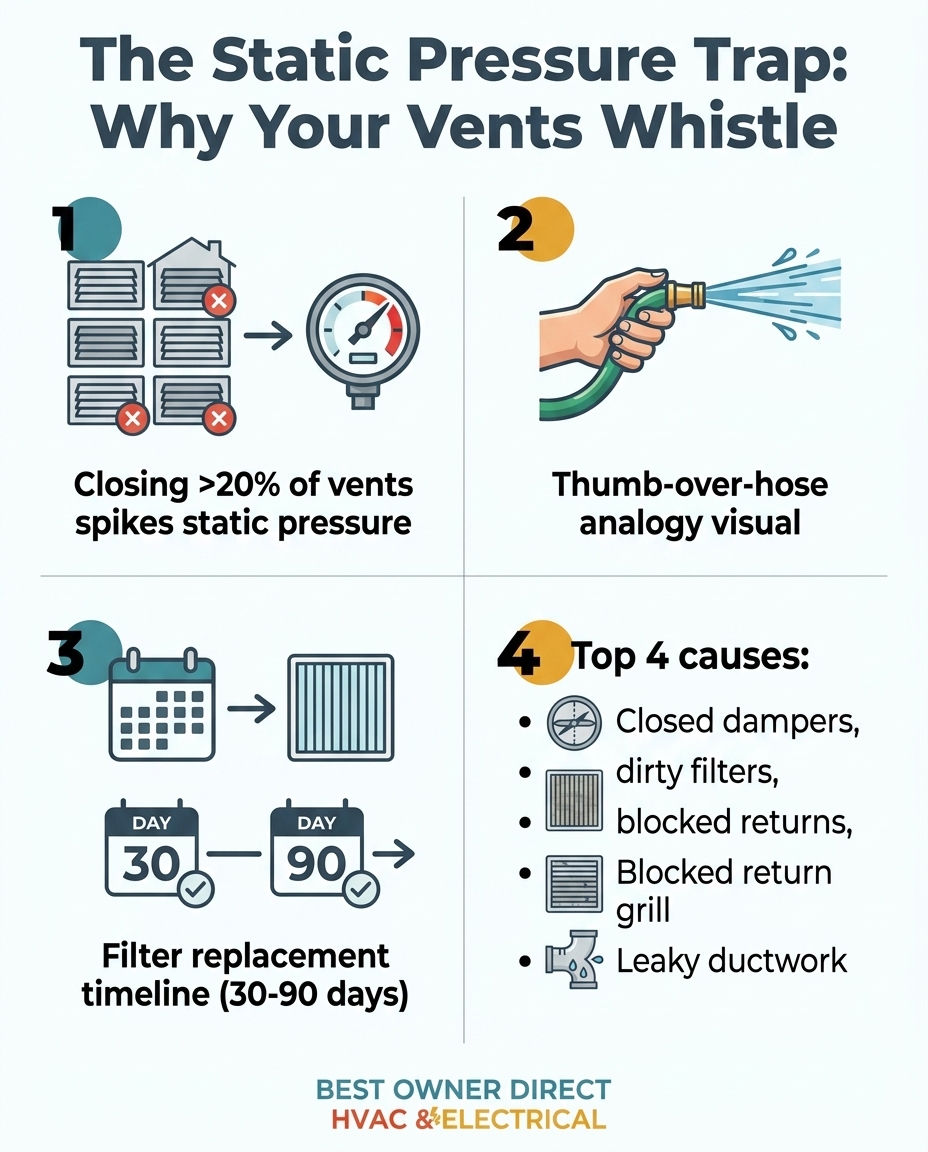 The Static Pressure Trap: Why Your Vents Whistle