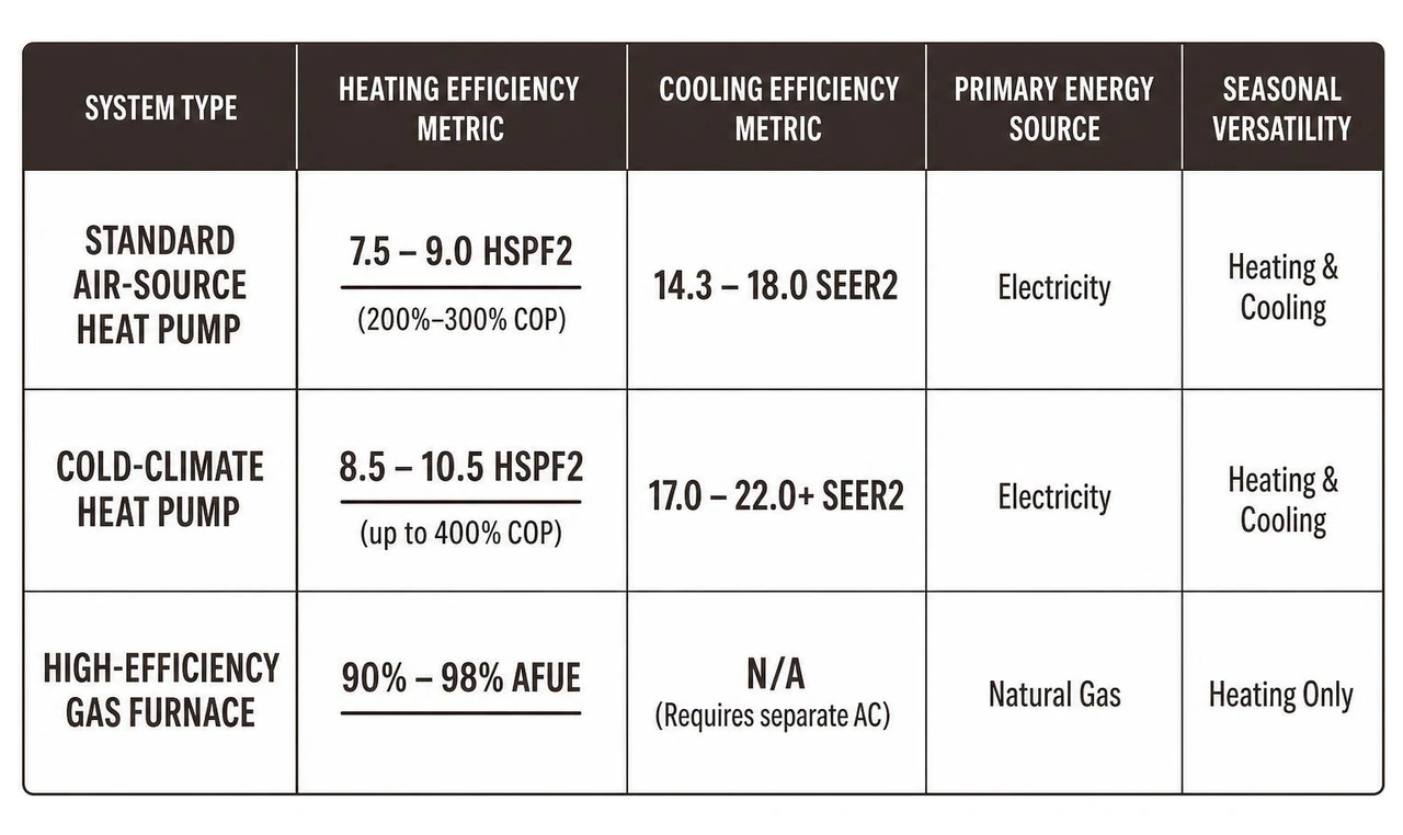 heat pump efficiency vs traditional heating efficiency comparison table heat pump efficiency vs traditional heating efficiency comparison table