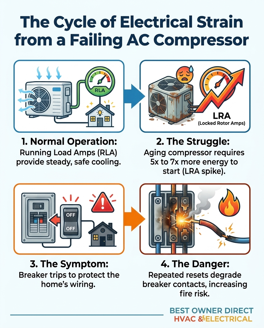 The Cycle of Electrical Strain from a Failing AC Compressor