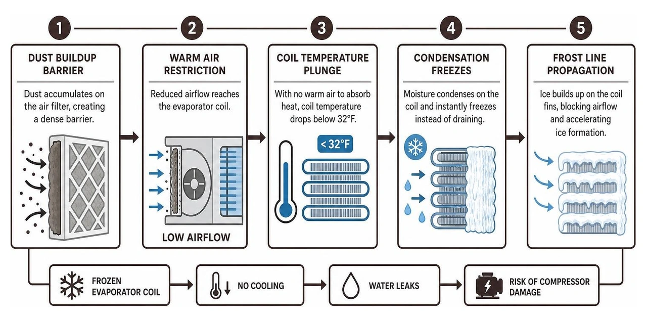 diagram of static pressure drop and freeze cascade caused by dirty air filter diagram of static pressure drop and freeze cascade caused by dirty air filter