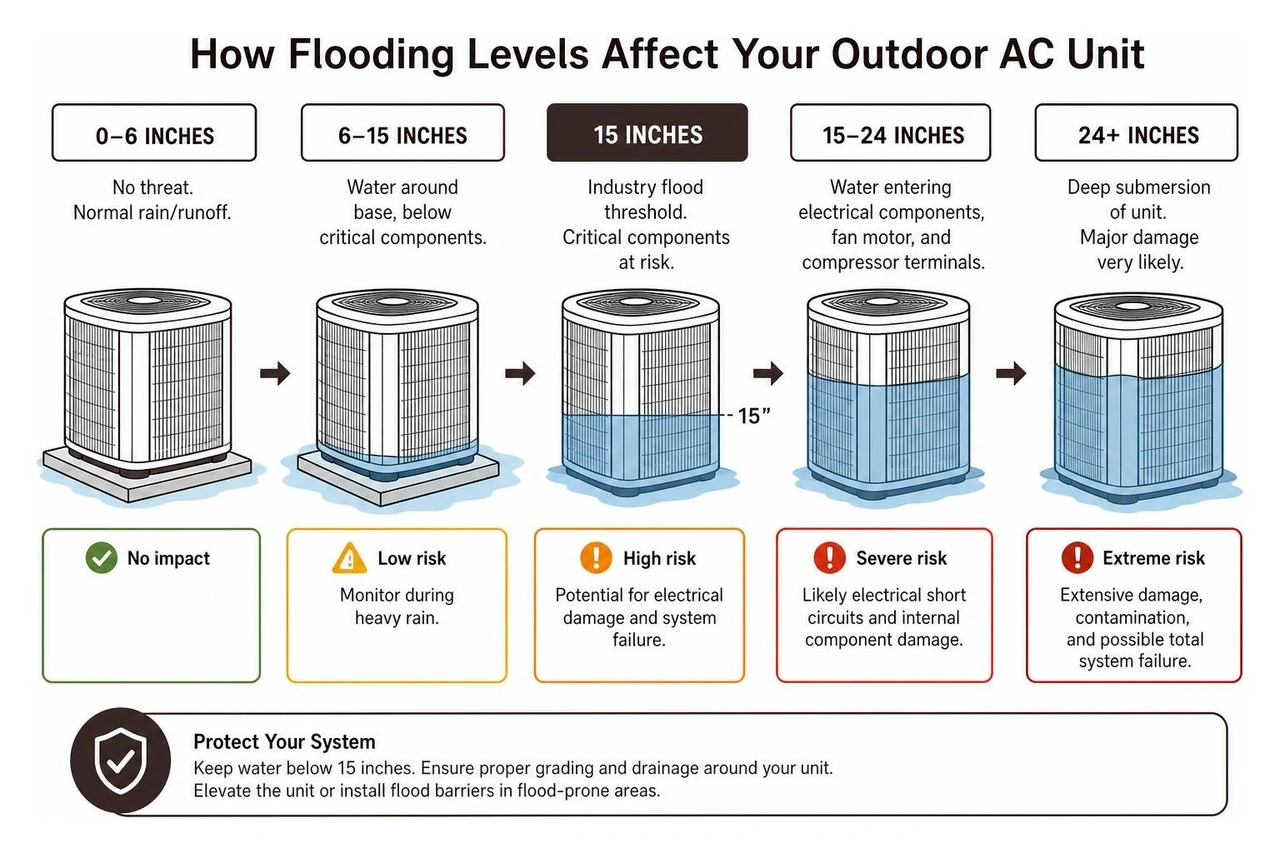 How flooding levels affect an outdoor AC unit How flooding levels affect an outdoor AC unit