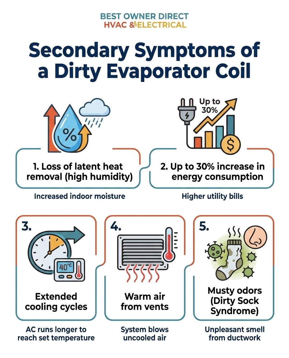 Secondary Symptoms of a Dirty Evaporator Coil
