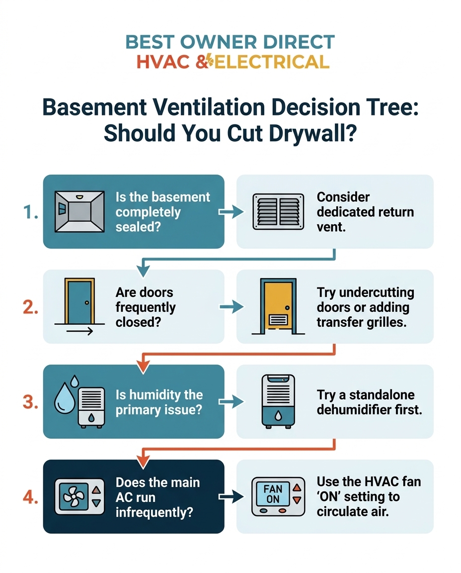 Basement Ventilation Decision Tree: Should You Cut Drywall?