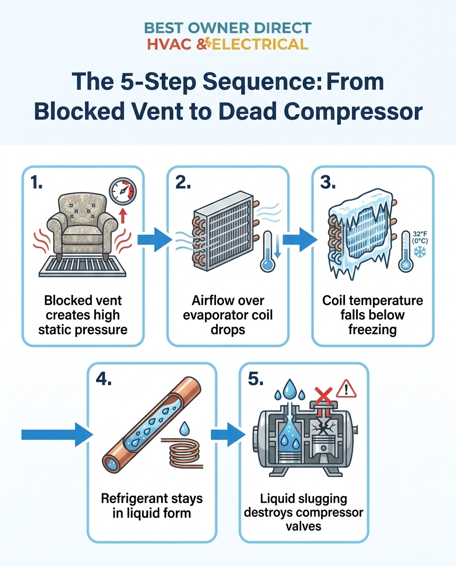 The 5-Step Sequence: From Blocked Vent to Dead Compressor