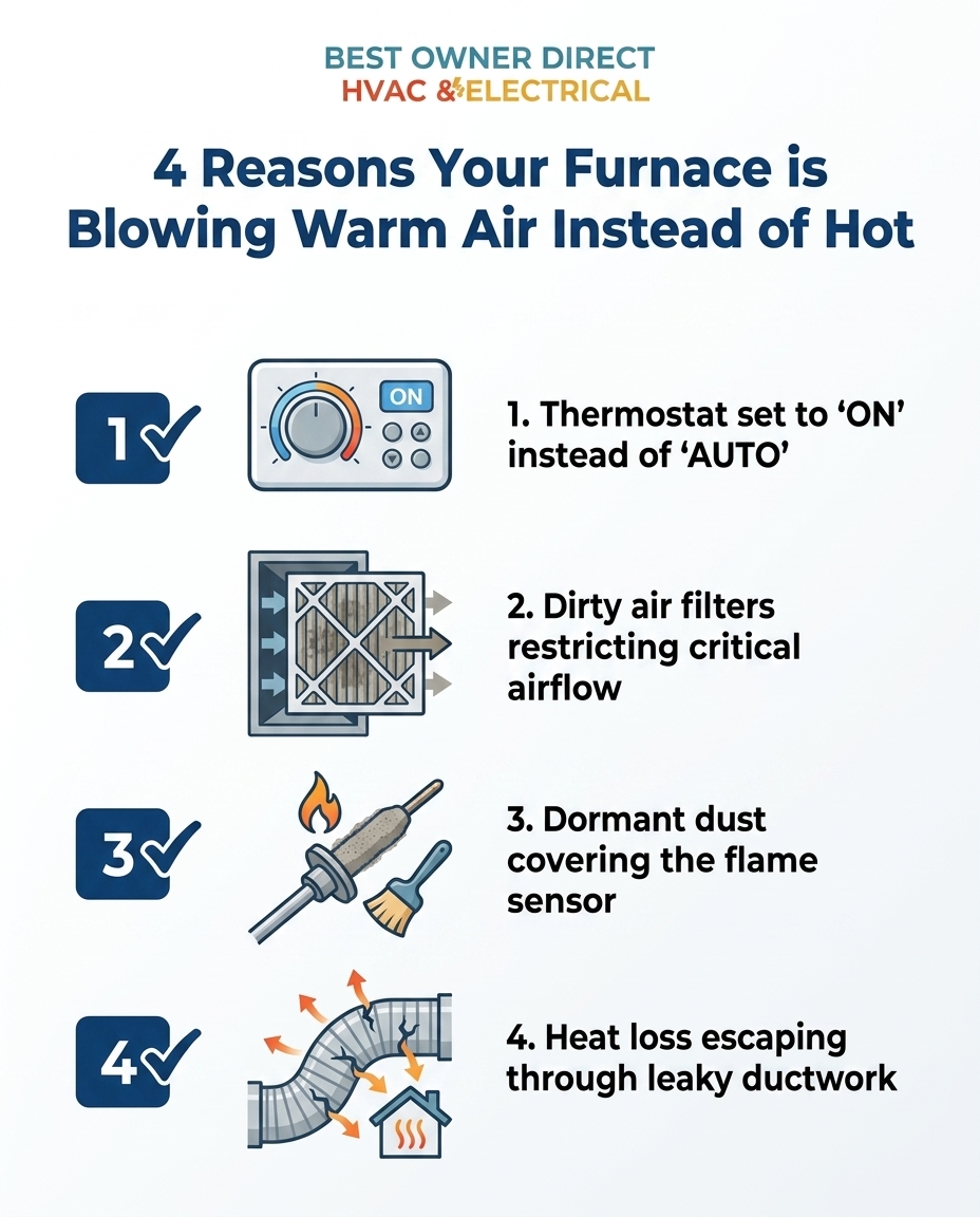 4 Reasons Your Furnace is Blowing Warm Air Instead of Hot