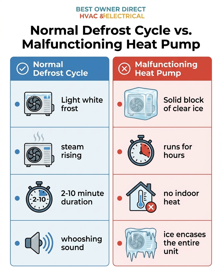 Normal Defrost Cycle vs. Malfunctioning Heat Pump