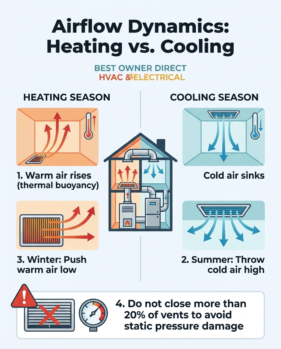 Airflow Dynamics: Heating vs. Cooling