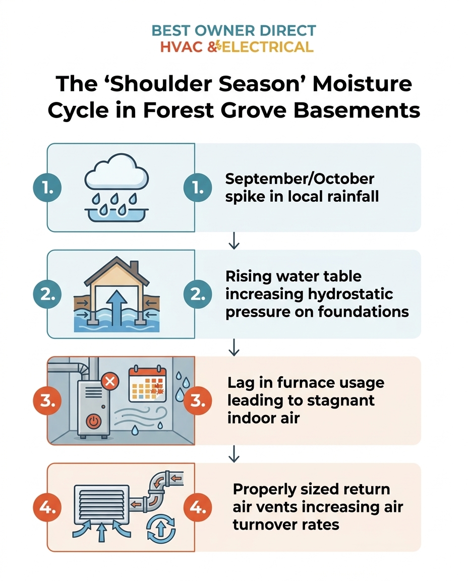 The 'Shoulder Season' Moisture Cycle in Forest Grove Basements