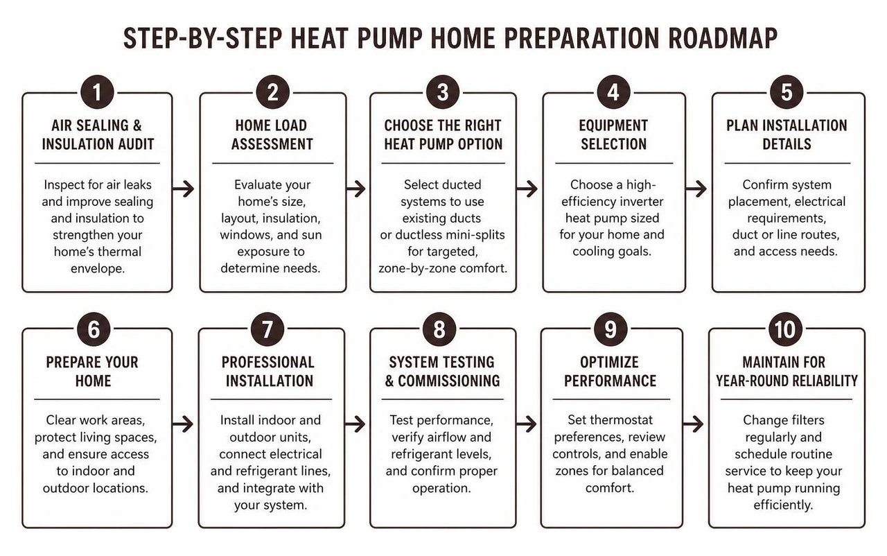 Step-by-step heat pump home preparation roadmap