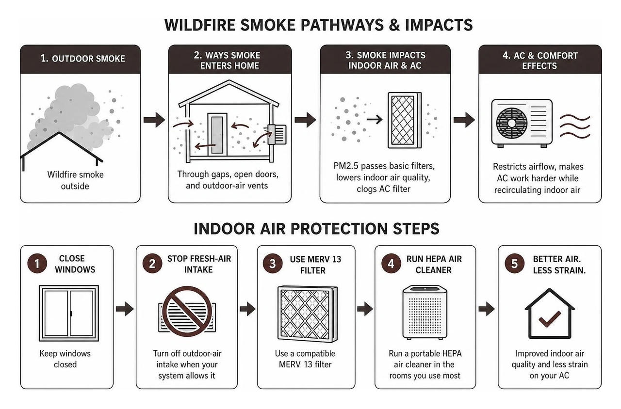 wildfire smoke pathways and HVAC indoor air protection steps wildfire smoke pathways and HVAC indoor air protection steps