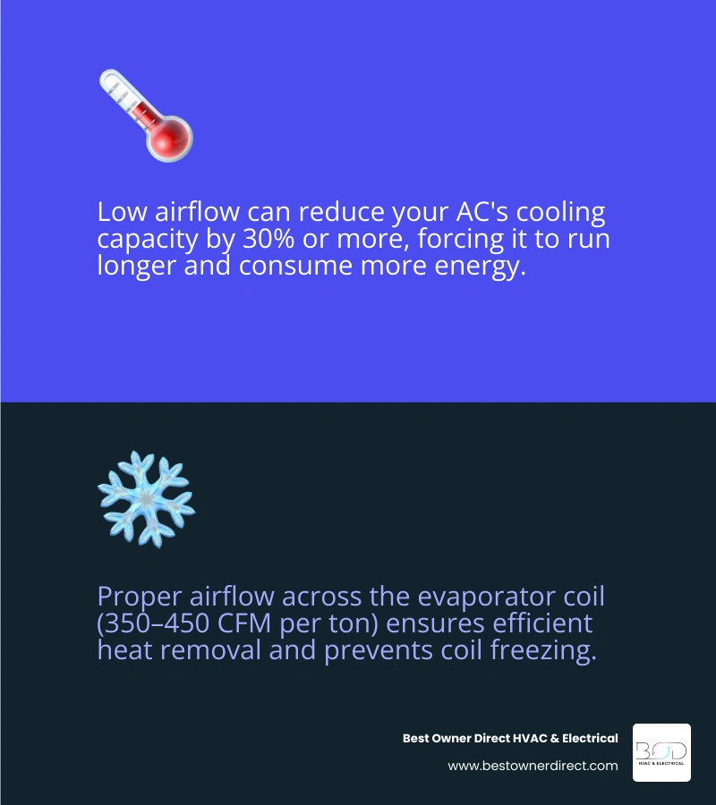 infographic showing balanced airflow improving cooling, humidity control, and efficiency infographic infographic showing balanced airflow improving cooling, humidity control, and efficiency infographic