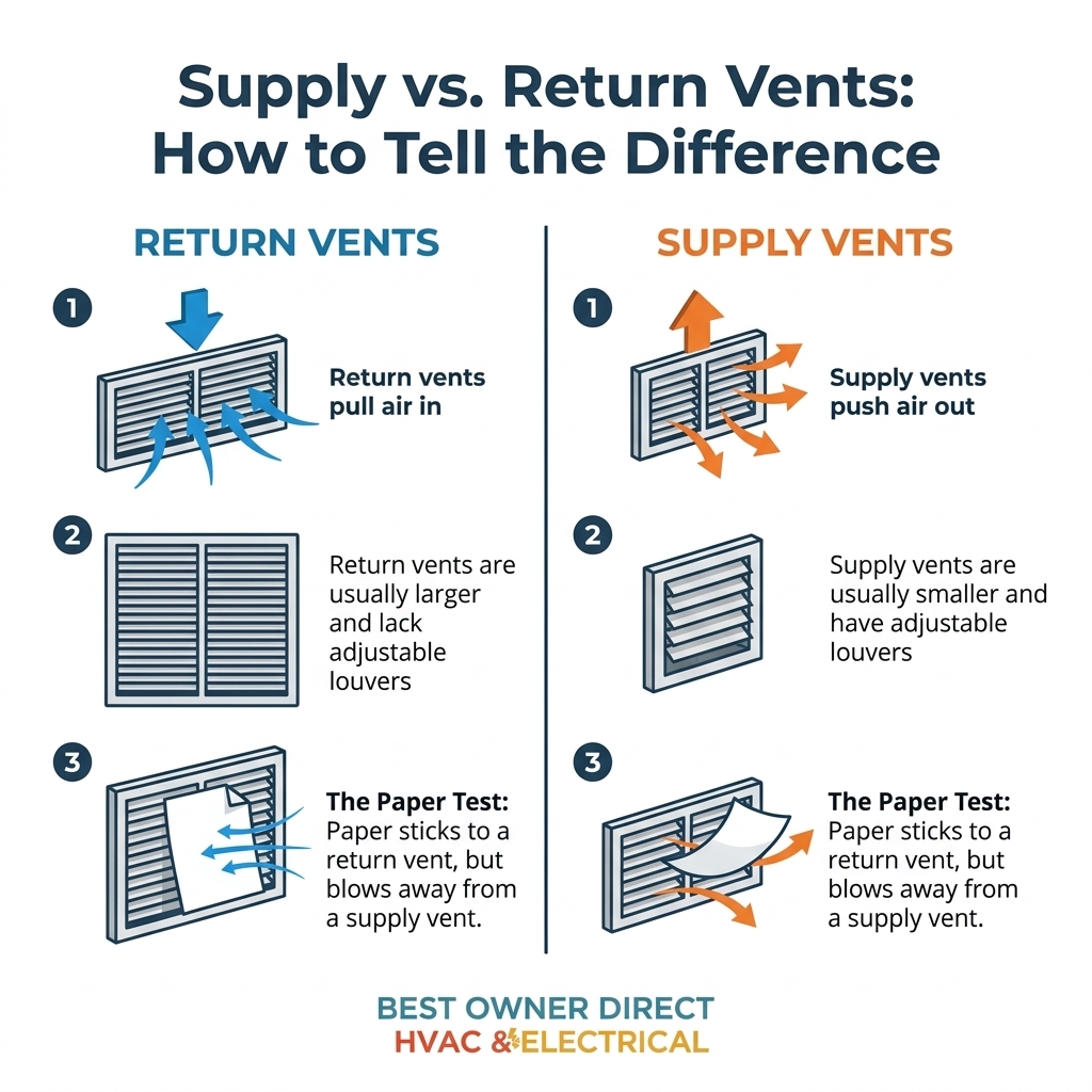 Supply vs. Return Vents: How to Tell the Difference