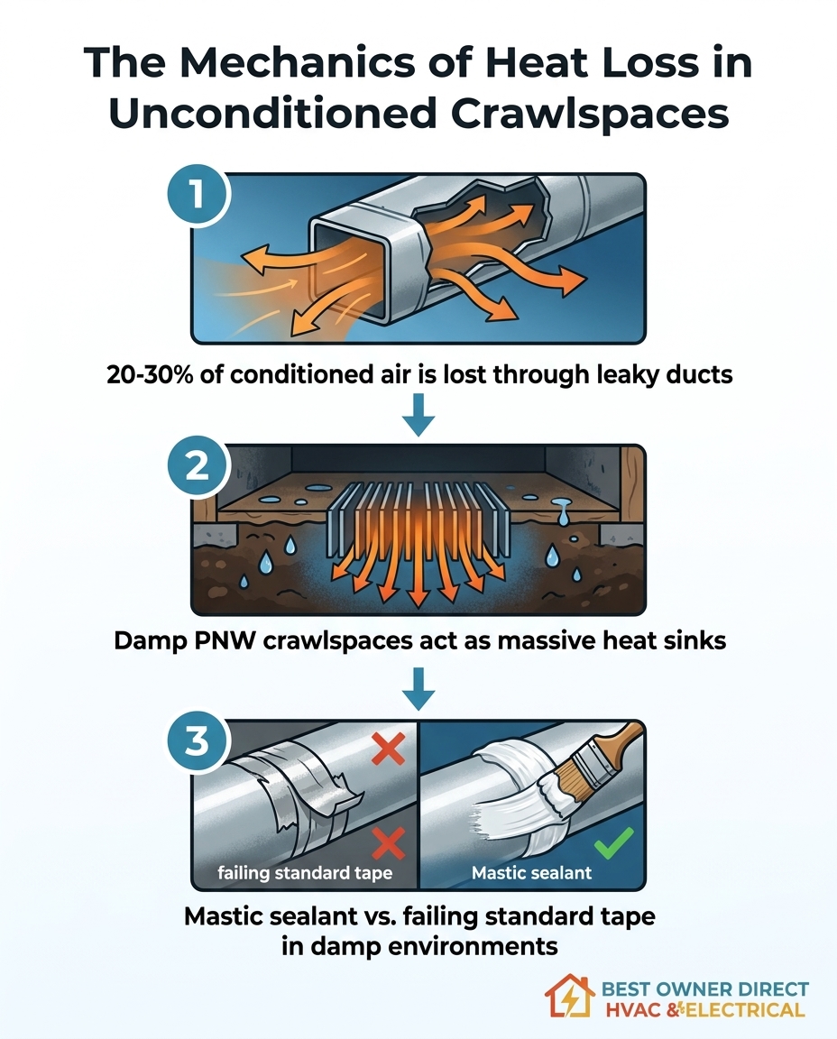 The Mechanics of Heat Loss in Unconditioned Crawlspaces