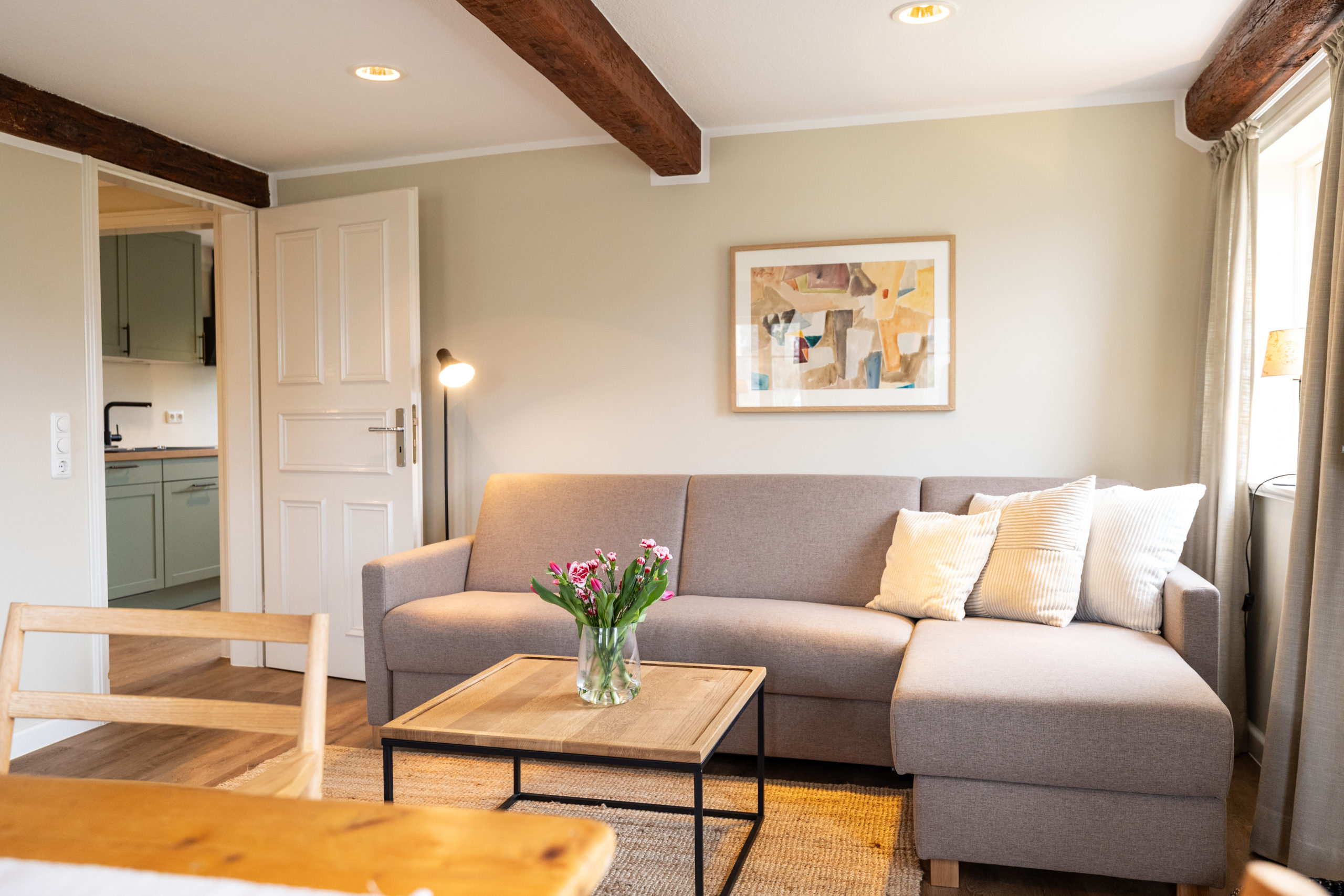 A man sitting in the room in old romantic cottage