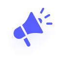 Blue abstract circular shape with blurred edges on a white background.