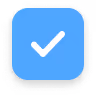 Blue square button with a white checkmark inside.