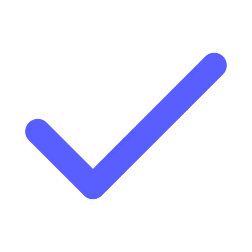 Blue checkmark symbol indicating confirmation or approval.