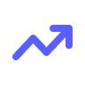 Blue upward trending arrow indicating growth or increase.