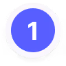 Blue circular badge with the number 1 in white at the center.