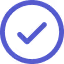 Blue circle with a checkmark inside.