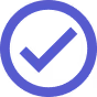 Blue checkmark inside a circle symbol.