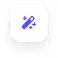 Icon of a magic wand with sparkling stars on a rounded square white background.