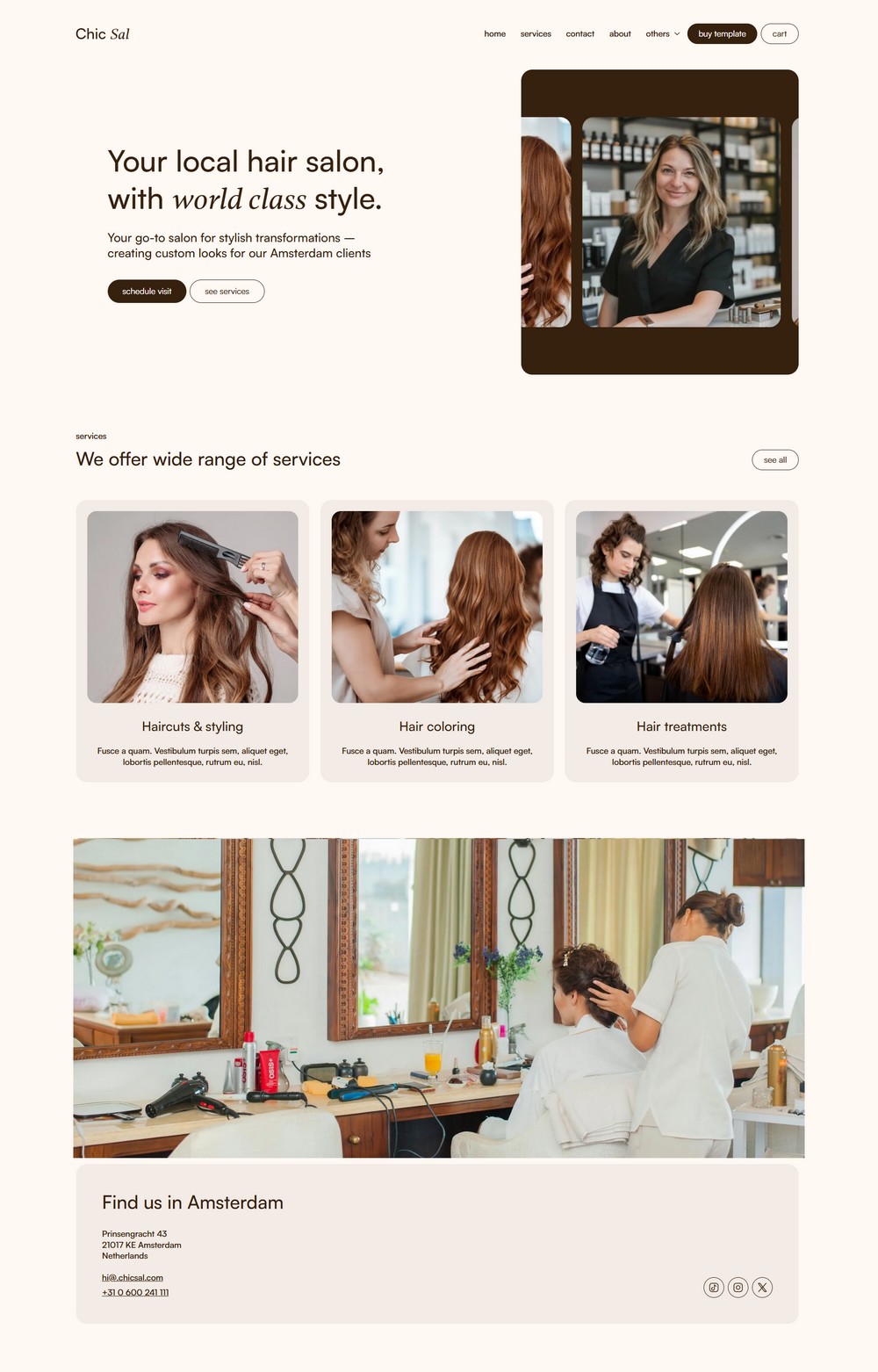 exemple de site web pour salon de coiffure