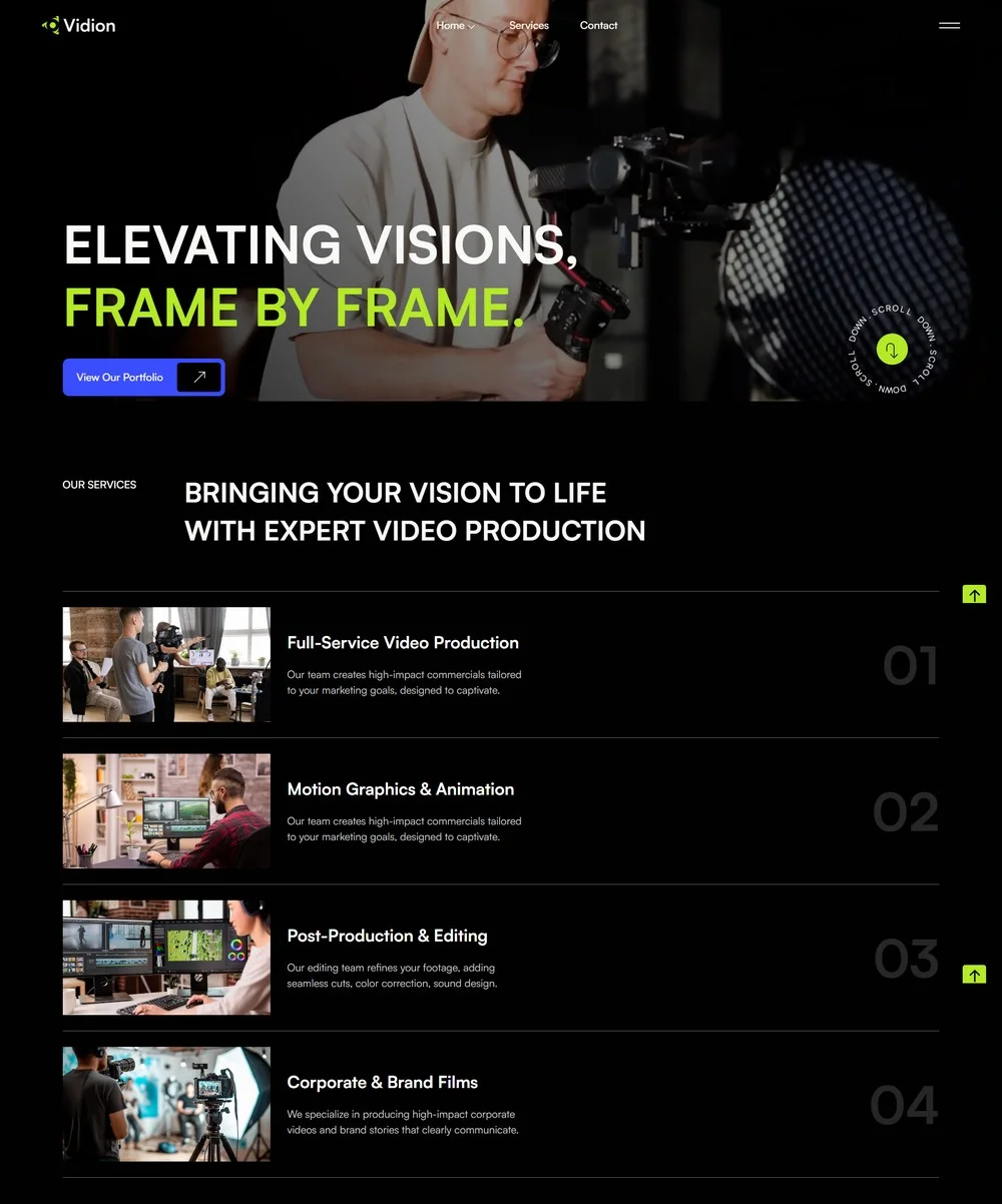 exemple de site web pour vidéaste