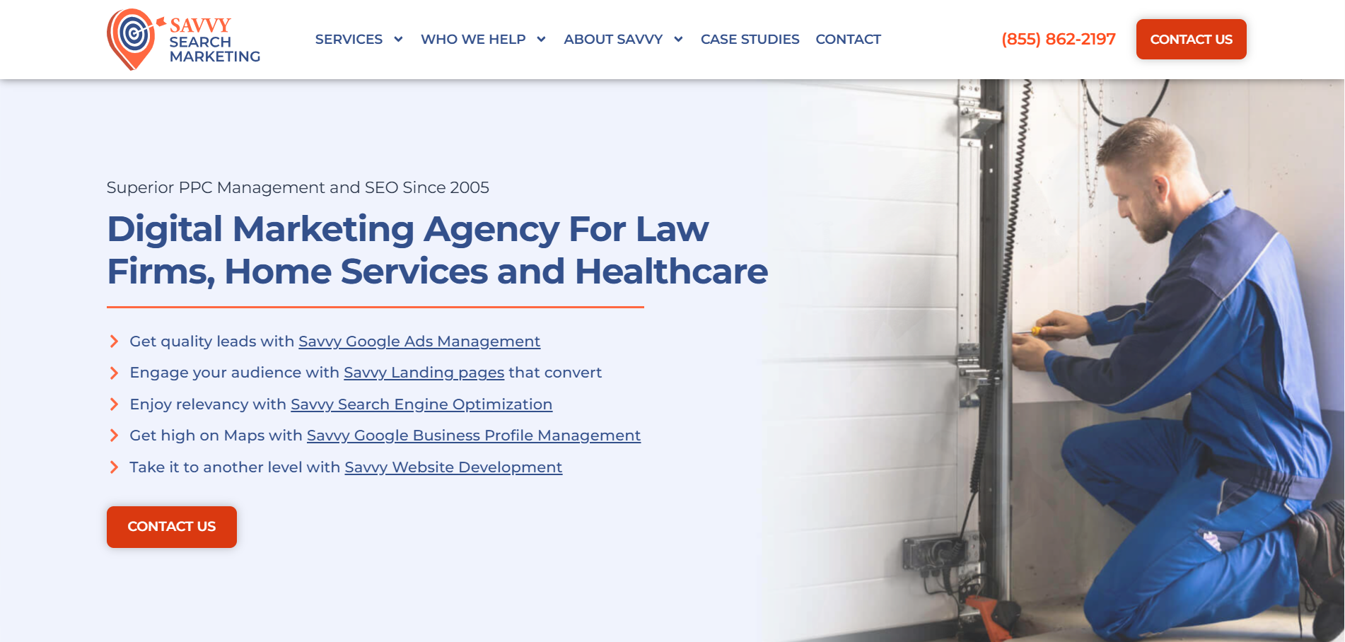 Savvy Search Marketing digital marketing agency homepage for law firms home services healthcare SEO PPC