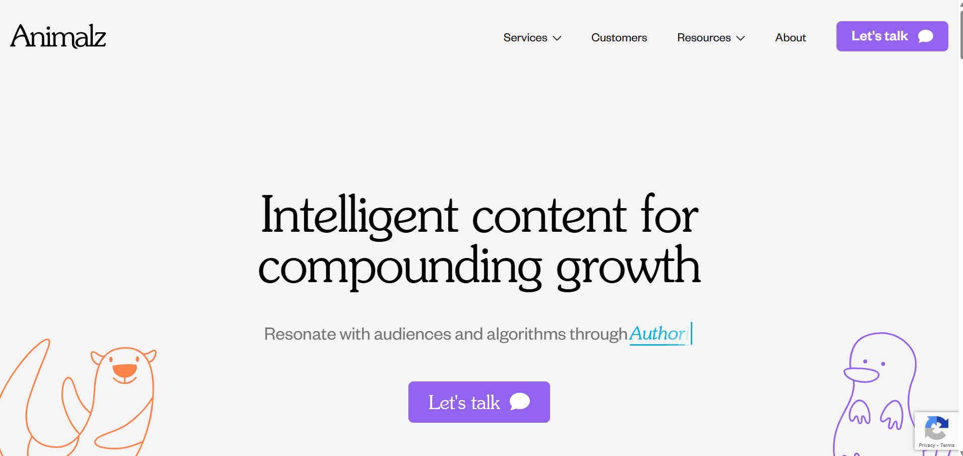 Animalz intelligent content platform interface demonstrating author-driven content strategy for compounding growth, combining audience resonance with algorithmic optimization