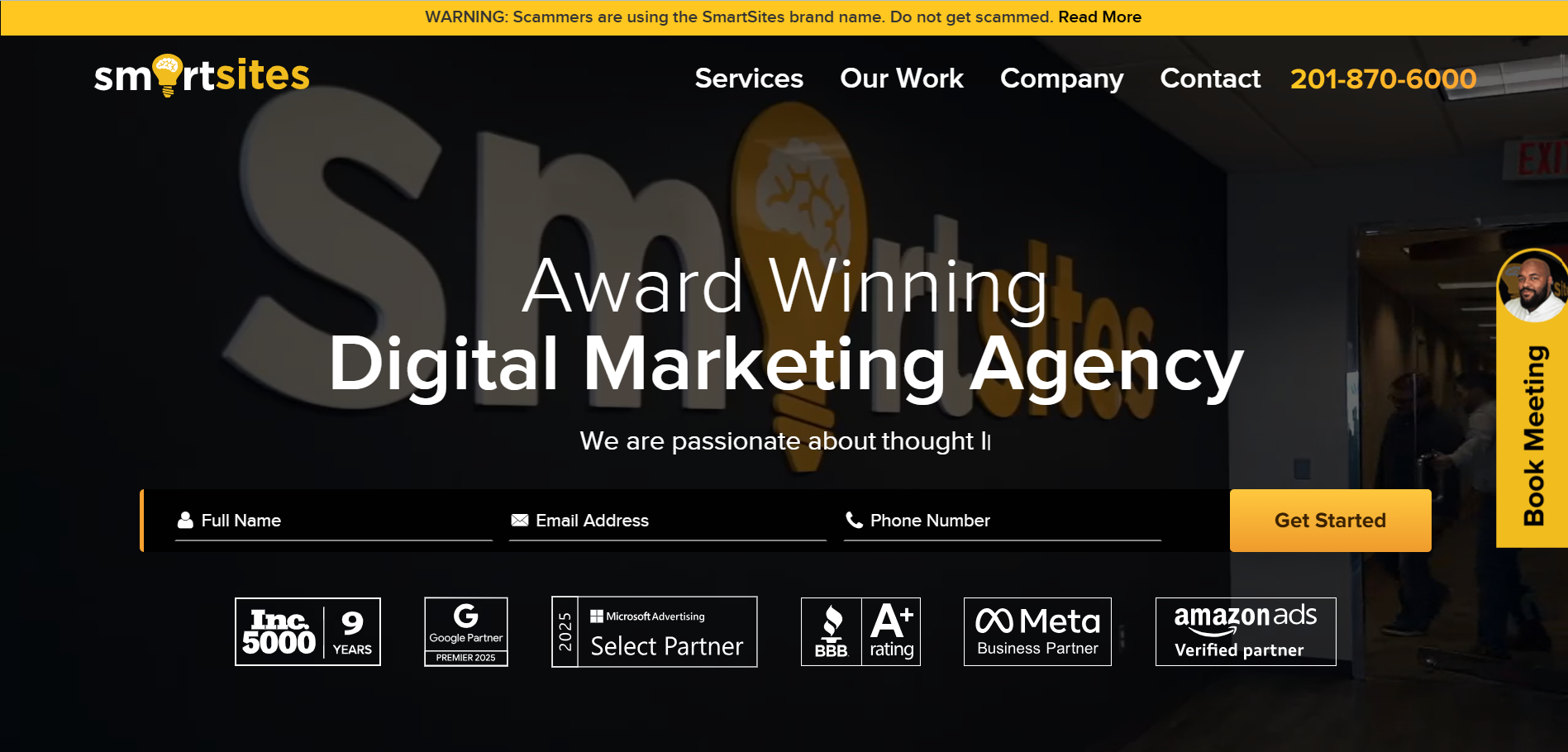 SmartSites homepage - award-winning digital marketing agency with 9 years Inc 5000 recognition and Google Premier Partner status