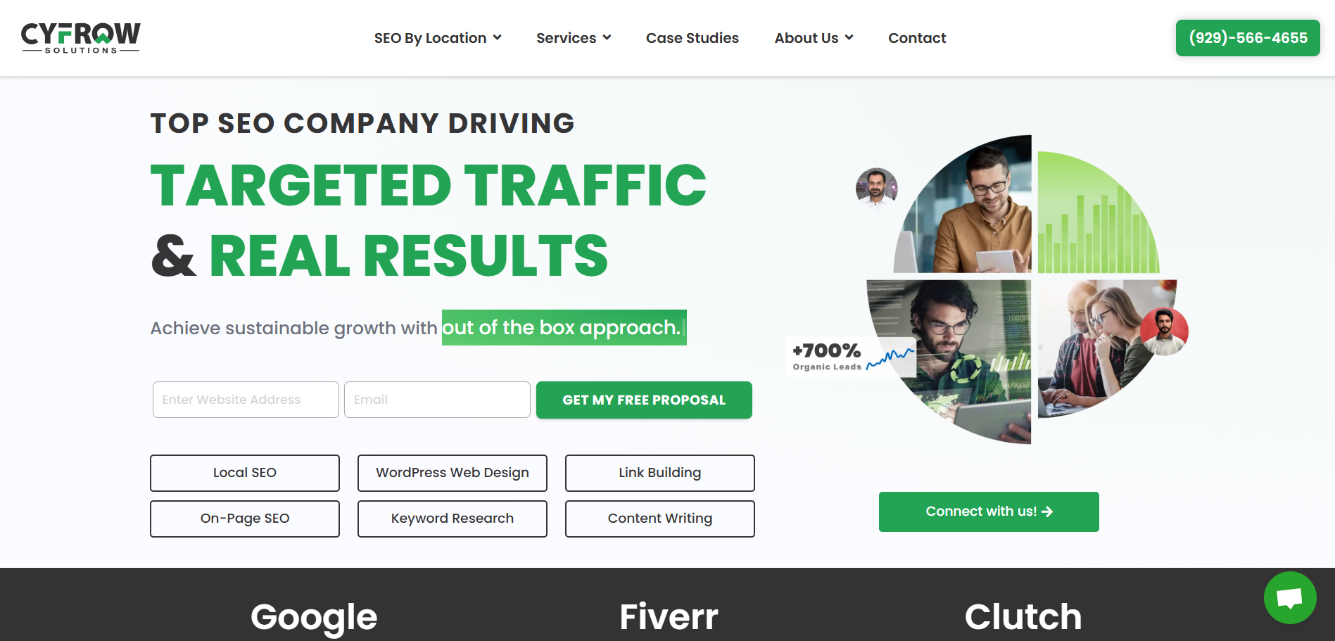 Cyfrow Solutions SEO company homepage - targeted traffic and organic growth services for B2B